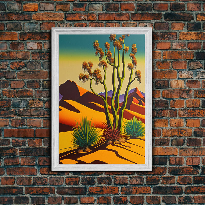 Watercolor of a Desert Landscape, Arizona Southwest Art, Framed Canvas Print, Landscape Painting