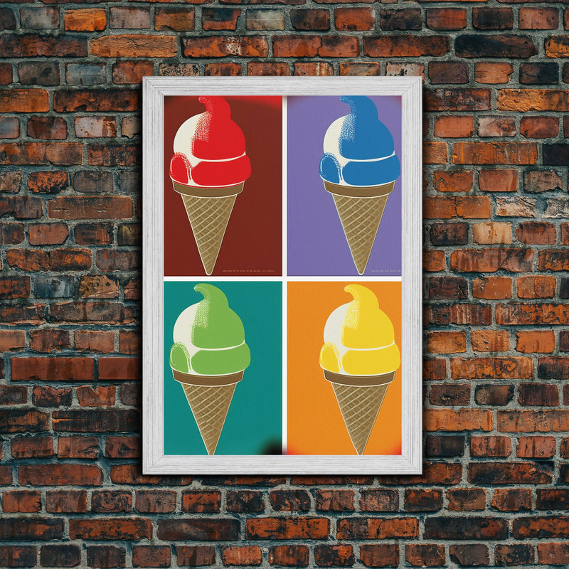 Warhol Style Sherbet, Framed Canvas Print, Ice Cream Shop Art, Sherbert, art deco pop art retro style wall art