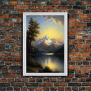 Mountain With Lines Canvas Print, Canvas and Wood Wall Art Decor Canvas Nursery Sign Picture Living Room, Framed Wall Art