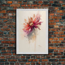 Vintage Style Framed Canvas Art, Vintage Floral Print, Vintage White Roses Painting, Still Life Botanical Farmhouse print, Red Flower Art