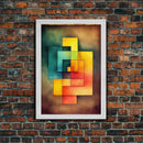 Framed Canvas Print Wall Art Set Color Blocks Abstract Shapes Illustrations Mid Century Modern Wall Art Boho Decor Abstract Wall Art