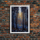 Original Abstract Forest Landscape Canvas Print Oil Painting, Abstract Texture Misty Woodland Painting Modern Living Room Wall Art Decor