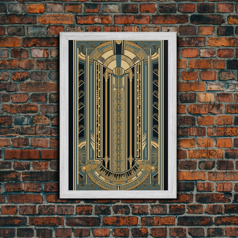 Art Deco Pattern Wall art | Framed Canvas Print | Art Deco | Gold & blue art | Wonderful art | Lines art | Geometric art | Living room art