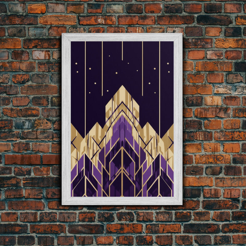 Art Deco Pattern Wall art, Framed Canvas Print, Art Deco, Gold & purple art, Canvas art, Abstract art, Office decor, Original painting