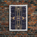 Midcentury Modern Wall art, Framed Canvas Print, Art Deco, Pattern art, Gold & purple art, Ornament art, Canvas wall art, Geometric art