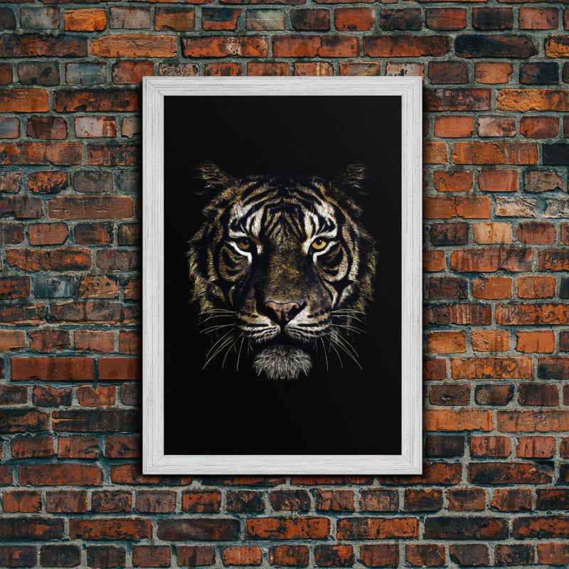 Beautiful Tiger Portrait Art Print, Framed Wall Art, Canvas Print, Big Cat Art, Tiger Painting