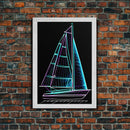 Teal Sail Boat Wall Decor, Ocean Art Print, Line Art, Minimalist Print, Wall Decor, Canvas Print, Wall Art, Framed Canvas