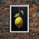 Lemon Wall Art, Food Wall Decor, Kitchen Wall Art, Fruit Art, Minimalist Wall Art, Wall Decor, Canvas Print, Wall Art, Framed Canvas