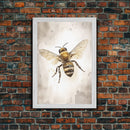 Honey Bee Wall Art, Insect Wall Decor, Nature Art, Bee Painting, Minimalist Wall Art, Wall Decor, Canvas Print, Wall Art, Framed Canvas Art