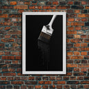 Dripping Paint Brush Wall Art, Black Paint, Brush Wall Decor, Minimalist Print. Wall Decor, Canvas Art, Wall Art, Framed Canvas Wall Decor