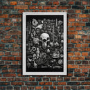 Collection of Trinkets Wall Art, Weird Wall Art, Black And White, Minimalist Print, Wall Decor, Canvas Print, Wall Art, Framed Canvas