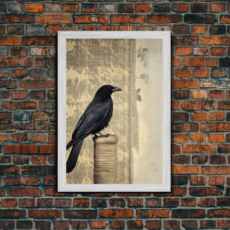 Black Bird Wall Art, Crow Wall Decor, Animal Wall Art, Nature Print, Modern Print, Wall Decor, Canvas Print, Wall Art, Framed Canvas