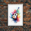 Cosmic Acoustic Guitar Wall Art Framed Canvas Print, Guitar Art, Guitar Wall Art, Music Art, Guitar Poster, Guitar Player Gift, Guitar Gifts
