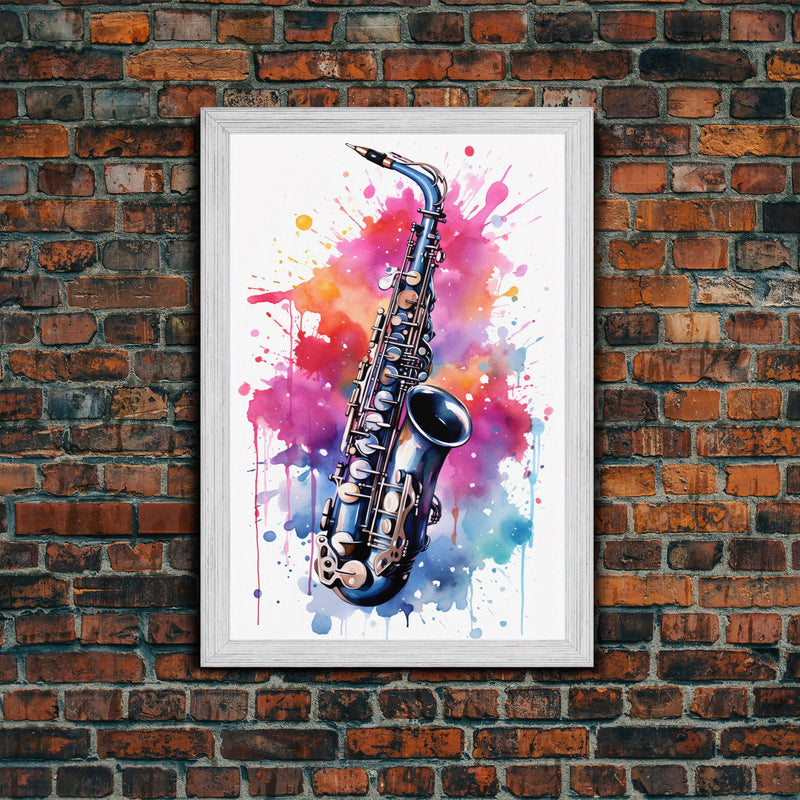 Alto Clarinet Wall Art, Musician Gift, Framed Canvas Print, Clarinet Print, Musical Instrument Art, Gift For Musician, Graffiti Music Art