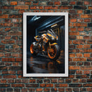 Futuristic Cyberpunk Motorcycle Concept Art, Sport Bike Canvas Print