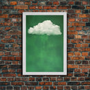 Dark Green Rain Cloud Wall Art, Framed Canvas Or Poster Print, Abstract Art Print, Minimalist Wall Decor, Maximalist Decor, Emerald Green