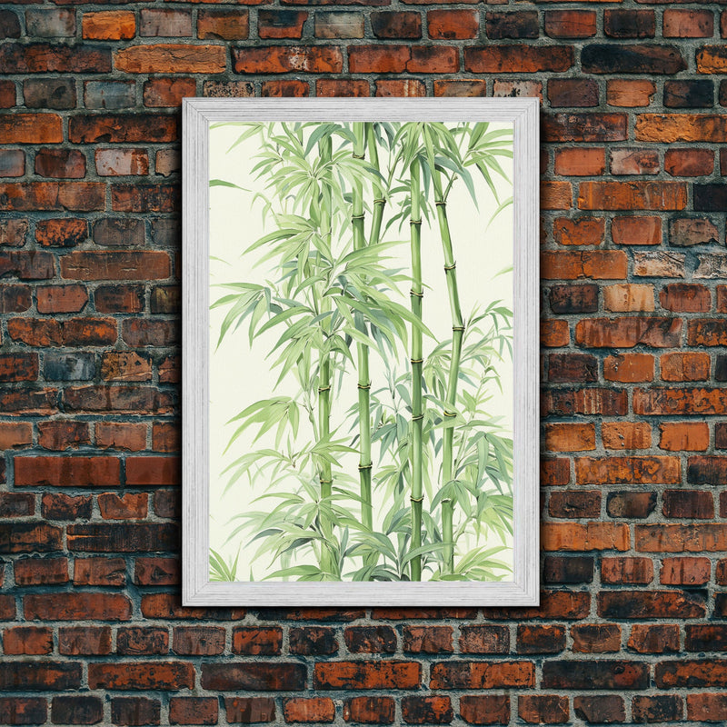 Wabi Sabi Bamboo Wall Art Print, Zen Decor, Zen Wall Art, Botanical Print, Bamboo Painting, Meditation Decor, Bamboo Decor, Framed Canvas