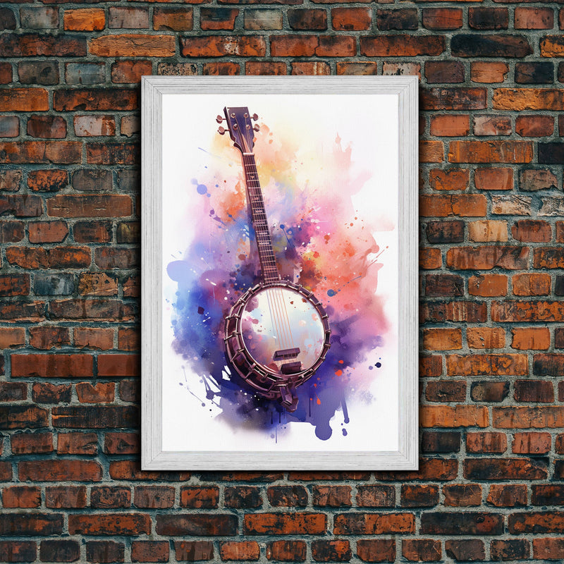 Banjo Gift, Banjo Wall Art Canvas Print, Country Music Art, Guitar Art, Banjo Poster Print, Banjo Gifts, Musical Art, Southern Music Decor