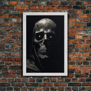 Glowing Eyes Grim Reaper, Spooky Halloween Canvas Art, Framed Canvas Print, Halloween Wall Decor, Skull Portrait