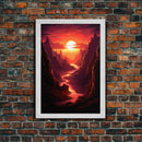 Sunset Wall Art, Fantasy Artwork, River Wall Print, Landscape Wall Art, Canvas Print, Wall Art, Vertical Art, Ranch Decor, Farmhouse Art