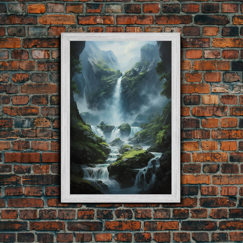 Waterfalls Wall Print, Forest Wall Art, Landscape Print, Canvas Print, Wall Art, Vertical Art, Nature Lover Gift, College Dorm Decor