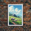Sheep Wall Art, Animal Wall Art, Farm Print, Barn Decor, Canvas Print, Wall Art, Vertical Art, Farmhouse Wall Decor, Summer Wall Print
