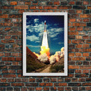 Space Rocket Wall Art, Space Art, Science Art Print, Spaceship Art, Canvas Print, Wall Art, Vertical Art, Unique Gift, Nerdy Home Decor