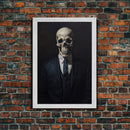 Gothic Victorian Skeleton Portrait, Framed Canvas Print, Halloween Art, Oil Painting, Halloween Canvas