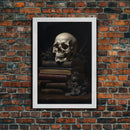 The Witch's Library, Dark Academia, Skull Art, Framed Canvas Print, Halloween Canvas Art, Spooky Goth Art, Victorian Horror Decor