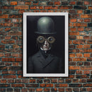 Portrait of a Victorian Steampunk Cyborg, Framed Canvas Print or Canvas, Cool Halloween Decor, Gothic Art