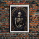 Victorian Halloween Art, Floral Skeleton, Framed Canvas Print, Skeletal Art, Halloween Art Print, Halloween Decoration, Halloween Printables
