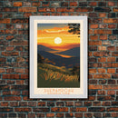 Shenandoah National Park Virginia Travel Art, National Park Print, Minimalist Travel Art, Midcentury Modern Style Landscape Painting