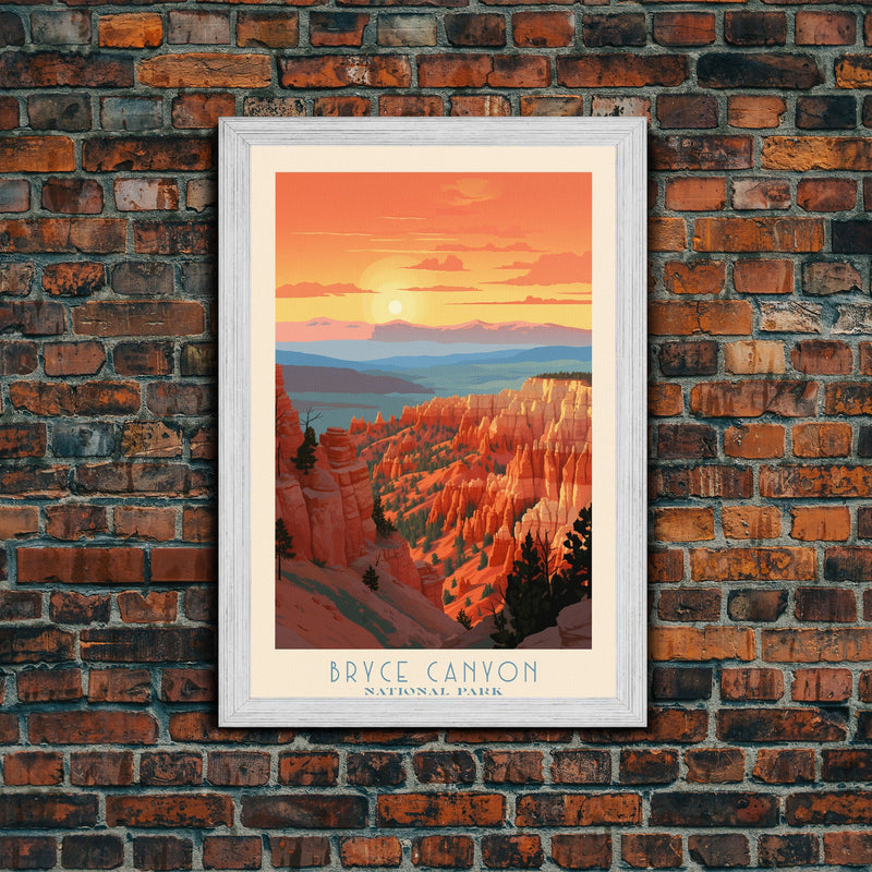 Bryce Canyon National Park Utah Travel Art, National Park Print, Minimalist Travel Art, Midcentury Modern Style Landscape Painting