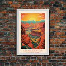 Grand Canyon National Park Travel Poster Art, Canvas Print Wall Art, Arizona Travel Art, Midcentury Modern Travel Decor, MCM Wall Art
