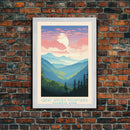 Great Smoky Mountains National Park Travel Art, National Park Print, Minimalist Travel Art, Midcentury Modern Style Landscape Painting