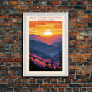 Great Smoky Mountains National Park Travel Art, National Park Print, Minimalist Travel Art, Midcentury Modern Style Landscape Painting