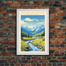 Rocky Mountains National Park Colorado Travel Art, National Park Print, Minimalist Travel Art, Midcentury Modern Style Landscape Painting