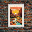 Zion National Park,  Utah Travel Art, National Park Print, Minimalist Travel Art, Midcentury Modern Retro Style Landscape