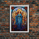 Angel, Fantasy Artwork Canvas Print, Wall Hanging, Portrait Art, Stained Glass Art, Mystical Wall Art, Tiny House Decor, Gift For Women