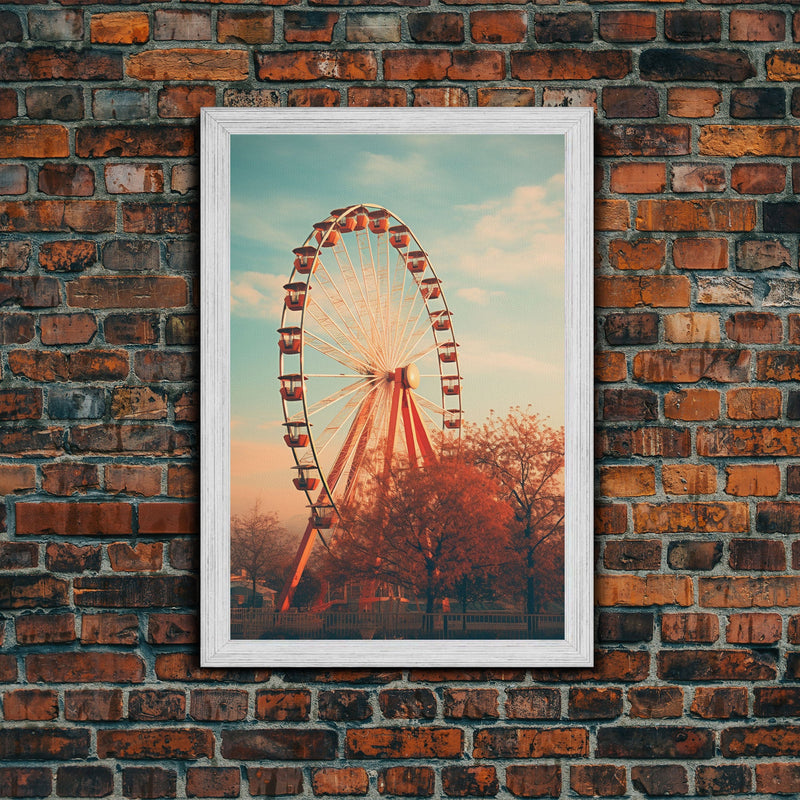 An Abandoned Ferris Wheel, Frames Canvas Print, Liminal Spaces, Abandoned Photography Wall Art Fine Art Print