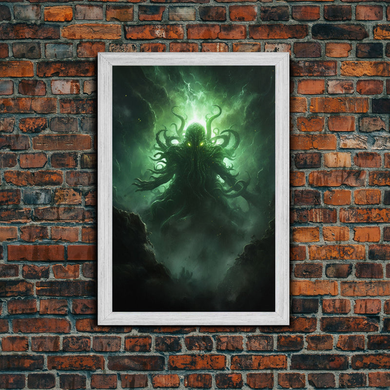 The Call Of Cthulhu - Portrait Of The Grim Reaper - Framed Canvas Print - Halloween Decor - Halloween Clearance - HP Lovecraft