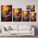 Fiery Dragon Burning Down Forest Canvas Print - Mystical Fantasy Wall Art Home Decor Artwork