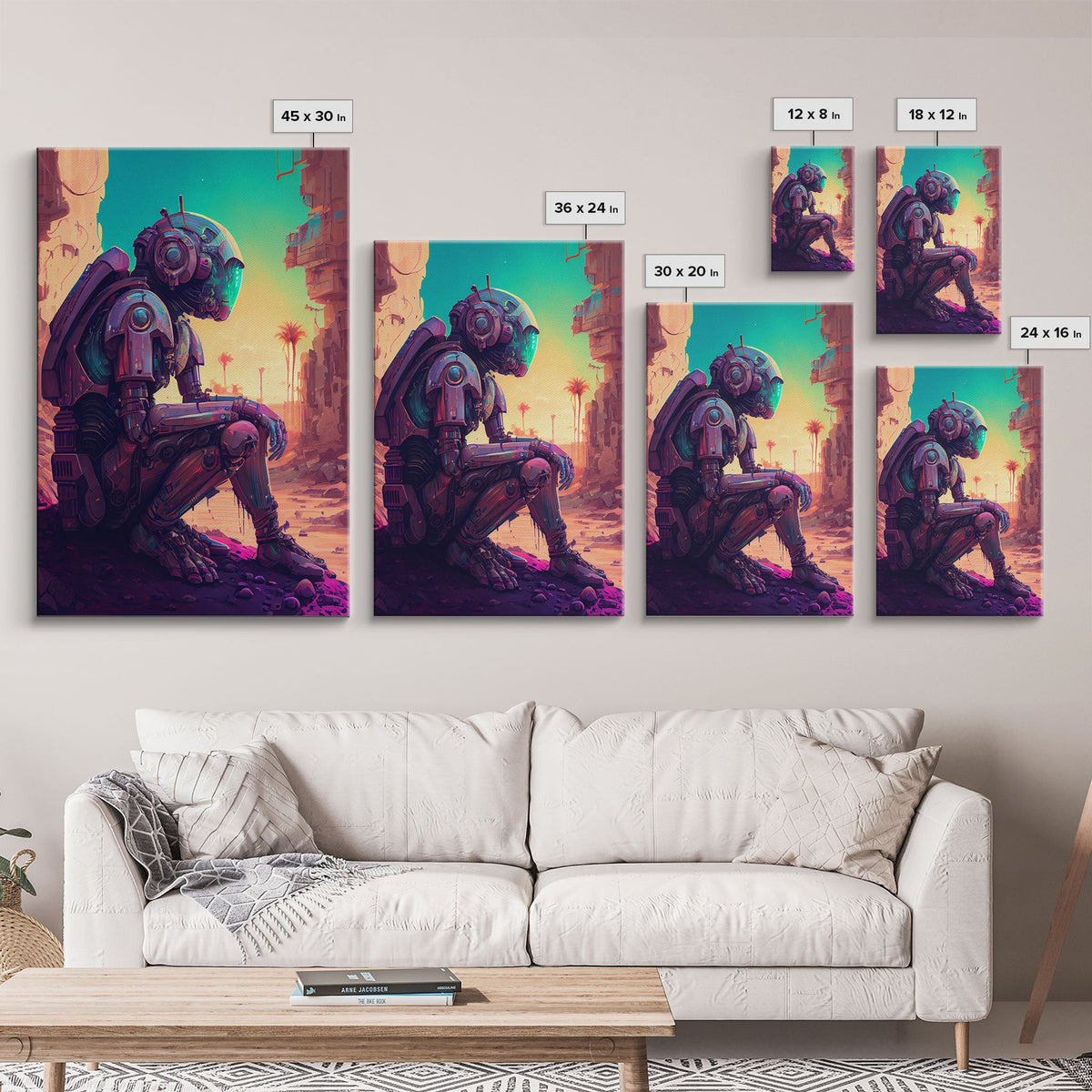 Android deep in thought, AI, fine art poster print, photo 5 of 7