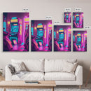 Game Room Decor, Framed Canvas Print, Synthwave Arcade, Boys Room, Gamer Gift, Gaming Wall Art, Video Game Posters, Teen Room