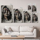 Brutal Graffiti Art, Native American Warriors Portrait, Framed Canvas Print