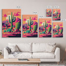 Pueblo Style Cactus, Still Life, Framed Canvas Print, Western Decor, Midwest Style Art, Arizona Desert Art