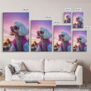 Poodle Wall Print, Dog Wall Art, Dog Sunglasses, Dog In Pink White Suit, Funny Art, Framed Wall Art, Framed Canvas, Wall Print, Wall Canvas