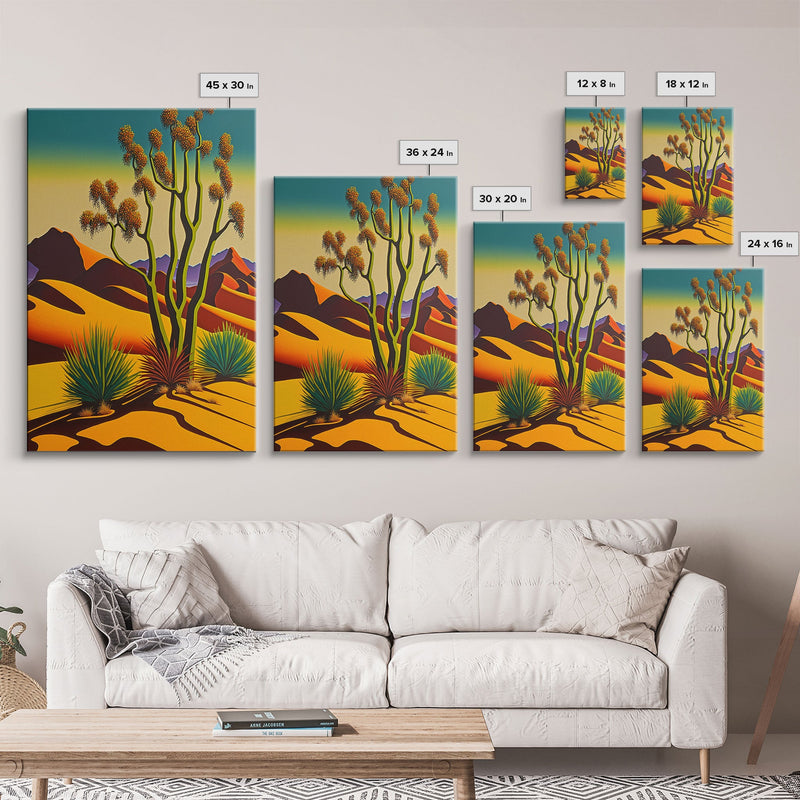 Watercolor of a Desert Landscape, Arizona Southwest Art, Framed Canvas Print, Landscape Painting