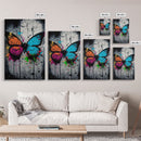 Graffiti Butterfly Art, Framed Canvas Print, Large Wall Art, Contemporary Punk Art, Butterflies, Pop Art, Paint Splatter Art