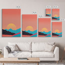 Peach Sunset, Framed Canvas Print, Minimalist Art Deco Inspired Wall Art
